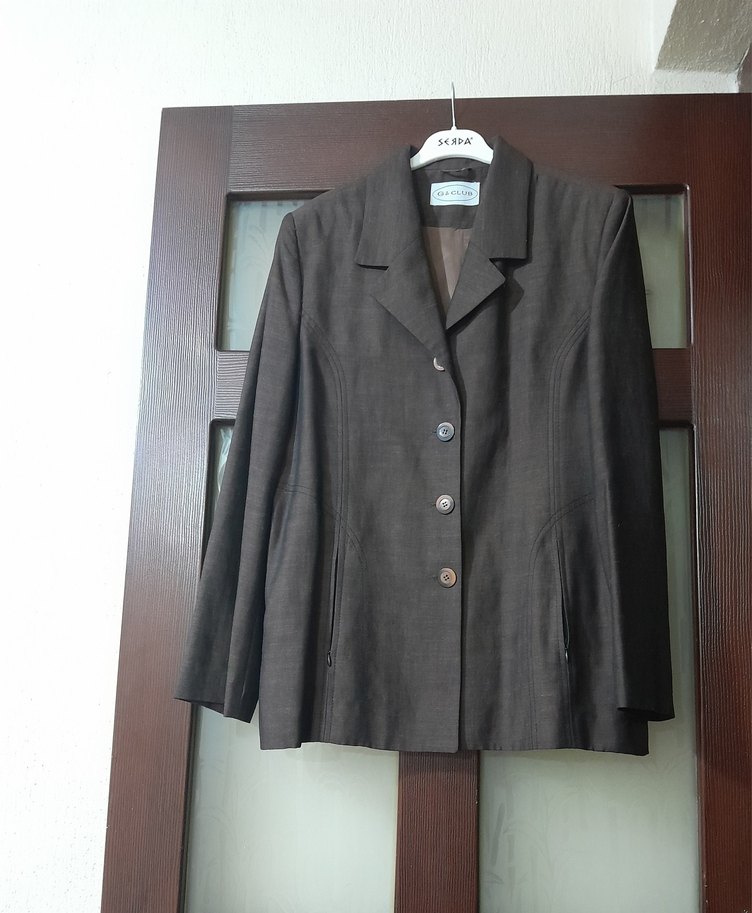 Düğmeli Kahverengi Kadın Blazer Ceket - Görsel 5