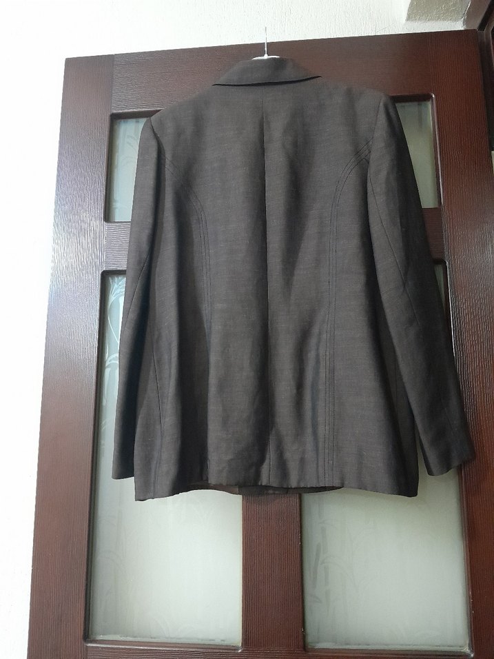 Düğmeli Kahverengi Kadın Blazer Ceket - Görsel 4