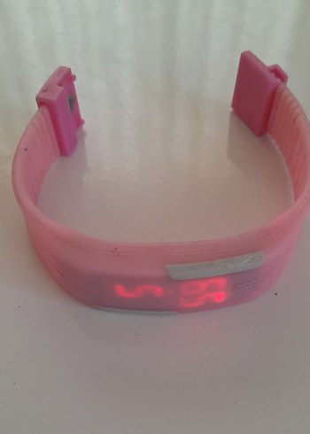  Beden pembe Renk Pembe LED Ekranlı Elastik Kadın Saati