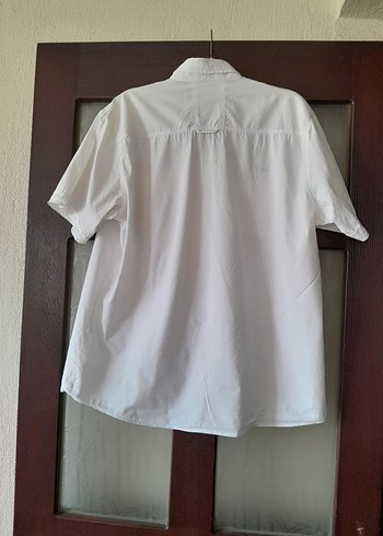 xl Beden beyaz Renk Düğmeli Beyaz Kısa Kollu Erkek Keten Gömlek