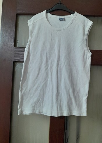 l Beden Beyaz fitilli tshirt