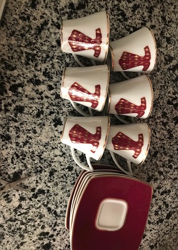 Bordo Desenli Porselen 6 lı Fincan takımı - Görsel 4