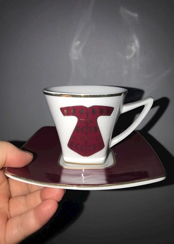 Bordo Desenli Porselen 6 lı Fincan takımı - Görsel 3