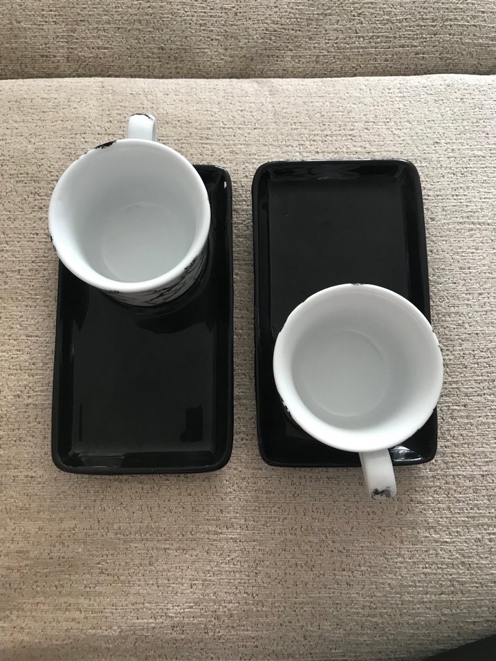 Siyah Desenli Seramik Fincan ve Tabak Seti - Görsel 4