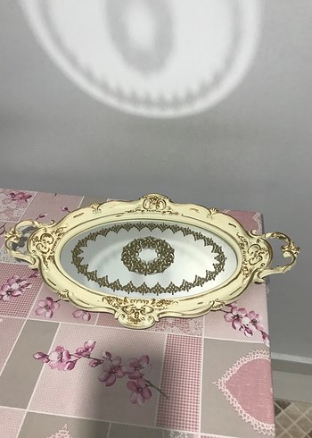 Altın Renkli Parlak Dekoratif Ayna Tepsi - Görsel 2