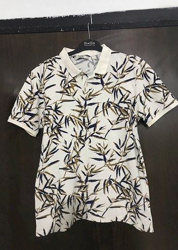 Beyaz Desenli Kısa Kollu Polo Tişört - Görsel 2