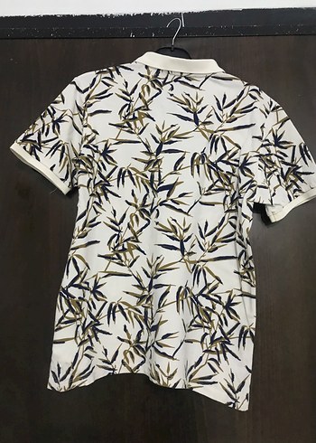 Beyaz Desenli Kısa Kollu Polo Tişört - Görsel 3