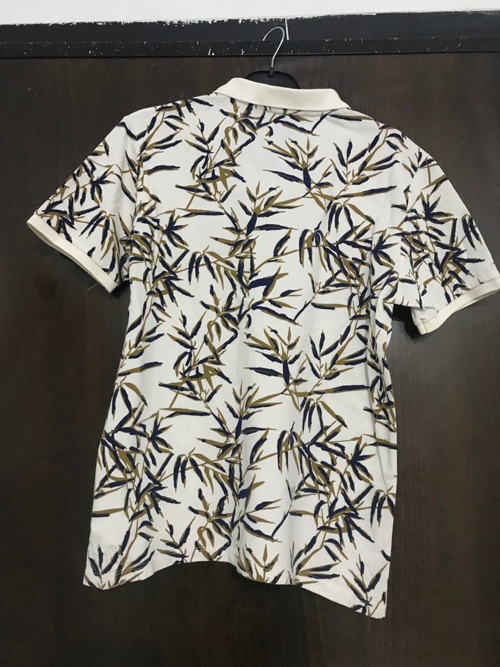 Beyaz Desenli Kısa Kollu Polo Tişört - Görsel 3