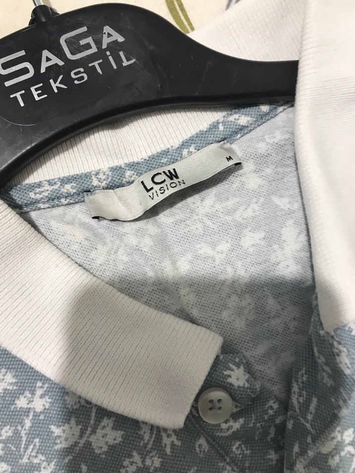 Gri Desenli Kısa Kollu Polo Tişört - Görsel 4