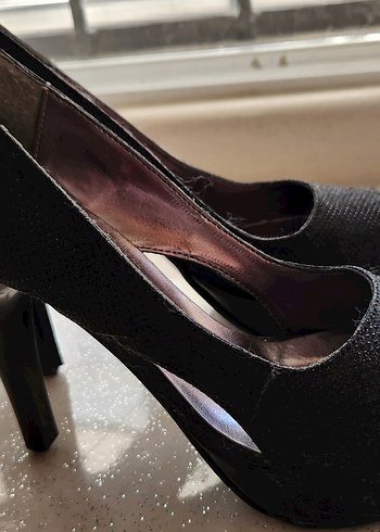 Siyah Topuklu Abiye Kadın Ayakkabı - Görsel 8