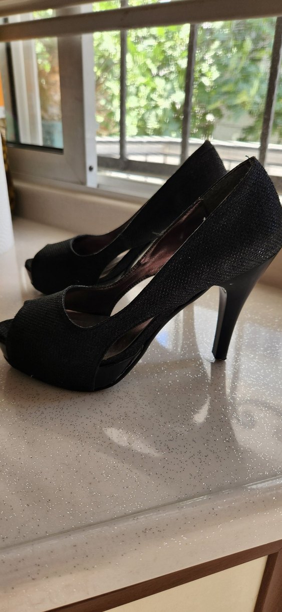 Siyah Topuklu Abiye Kadın Ayakkabı - Görsel 2