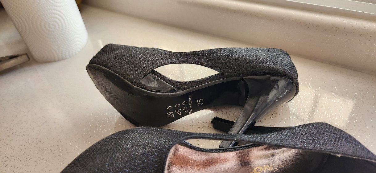 Siyah Topuklu Abiye Kadın Ayakkabı - Görsel 5