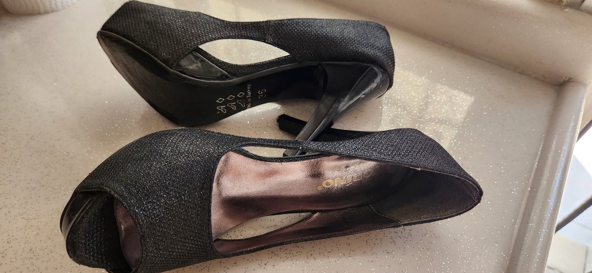 Siyah Topuklu Abiye Kadın Ayakkabı - Görsel 4