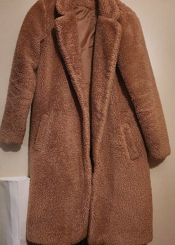 Kahverengi Uzun Peluş Kadın Kaban - Görsel 2