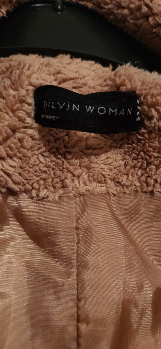 Kahverengi Uzun Peluş Kadın Kaban - Görsel 5