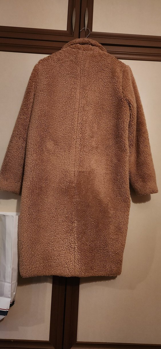 Kahverengi Uzun Peluş Kadın Kaban - Görsel 3