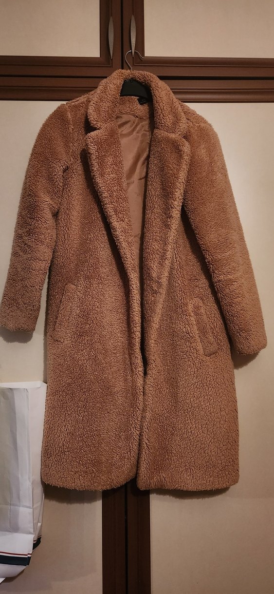 Kahverengi Uzun Peluş Kadın Kaban - Görsel 2