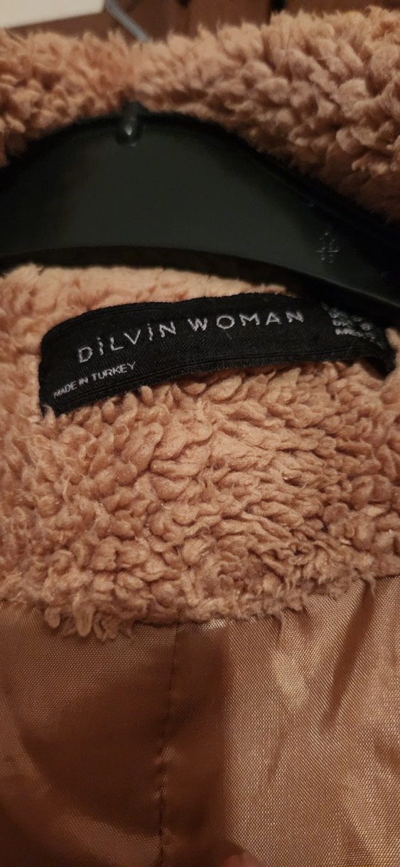 Kahverengi Uzun Peluş Kadın Kaban - Görsel 4