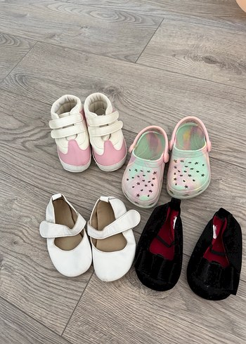 21 Beden Kız Bebek Beyaz İlk Adım Ayakkabısı Velcro