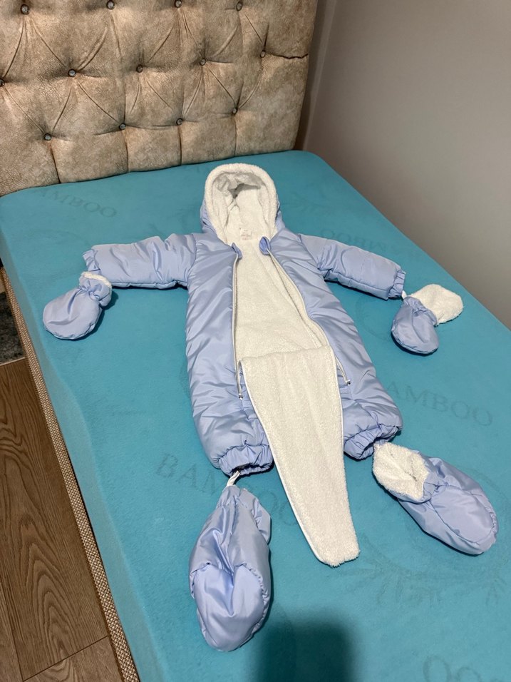 Mavi Bebek Polar Montlu Kar Tulumu - Görsel 5