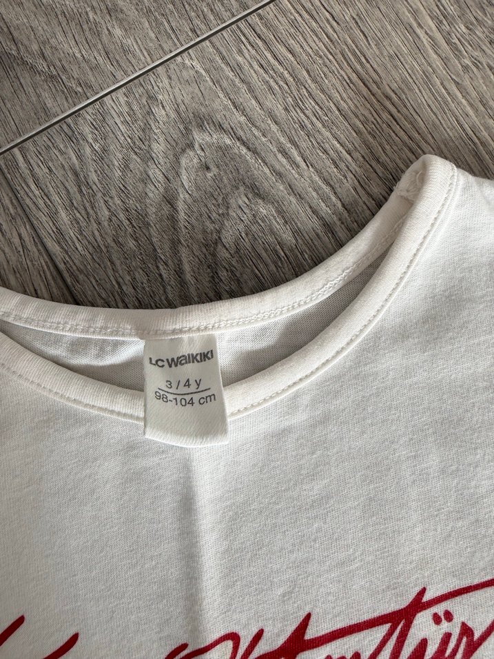 Kız Çocuk Beyaz Kısa Kollu Baskılı Tişört - Görsel 3