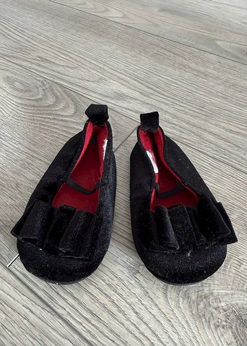 Kız Çocuk Siyah Goth Babet Ayakkabı Velcro - Görsel 2