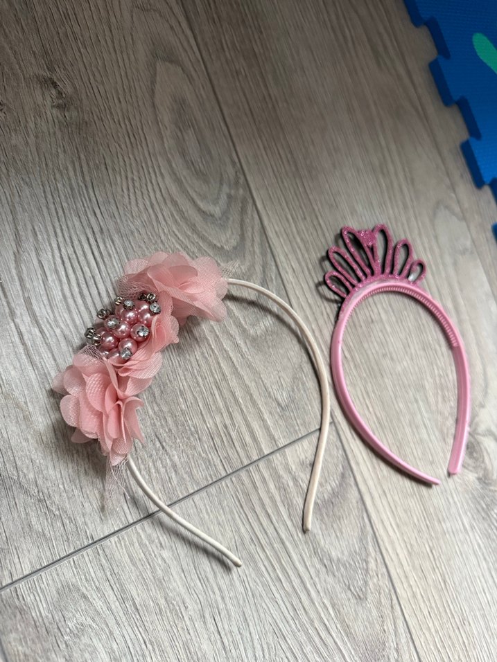 Pembe Boncuklu Çiçekli Saç Bandı - Görsel 2