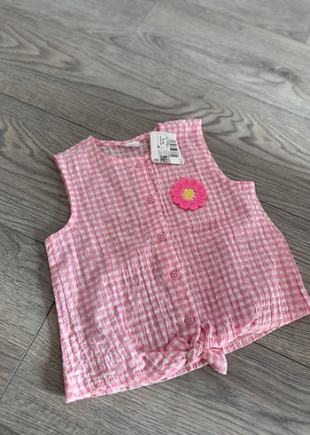 Kız Çocuk Pembe Düğmeli Bağlamalı Yelek - Görsel 2