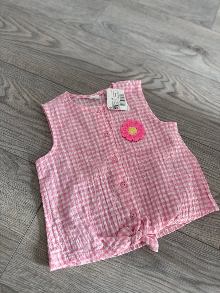 Kız Çocuk Pembe Düğmeli Bağlamalı Yelek - Görsel 2