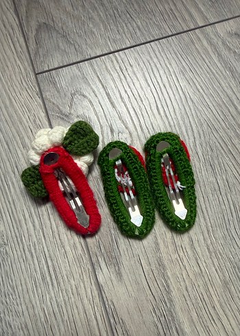 Renkli Nakışlı Örgü Çocuk Toka Seti - Görsel 2