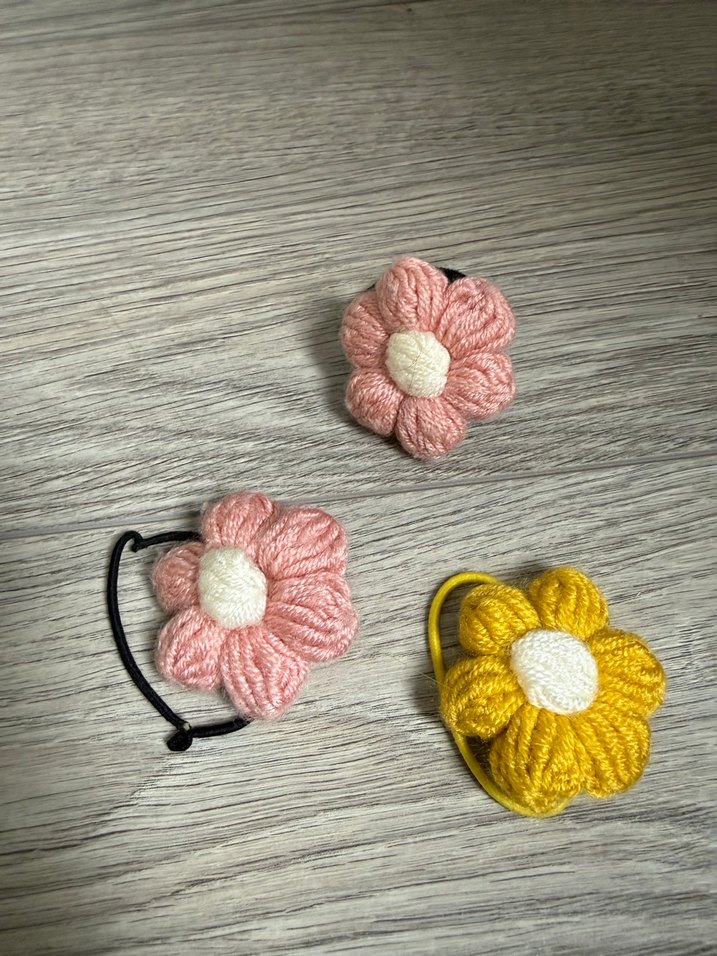 Renkli Nakışlı Örgü Çocuk Saç Tokaları - Görsel 2