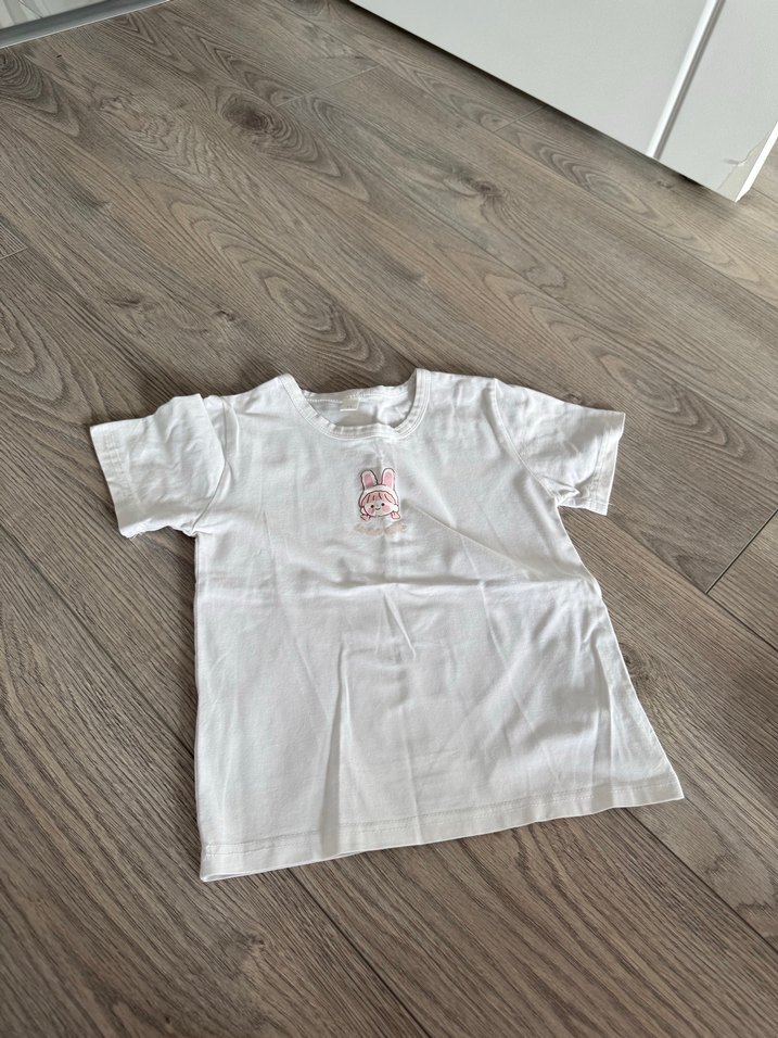 Kız Çocuk Beyaz Baskılı Kısa Kollu Tişört - Görsel 2