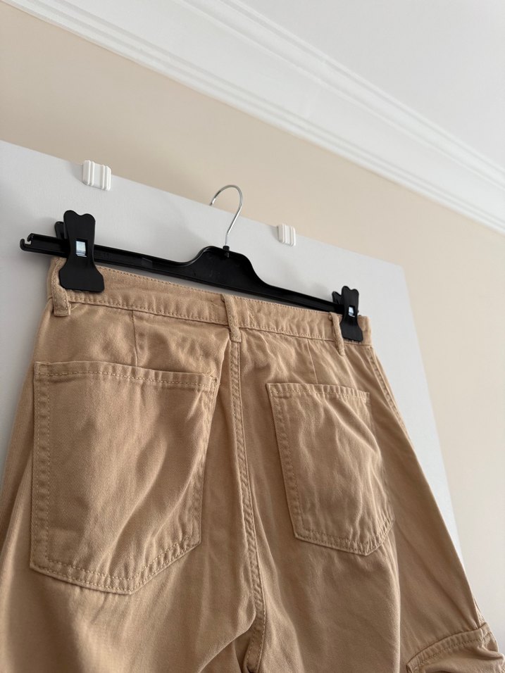 Bej Kargo kadın Keten Pantolon - Görsel 4