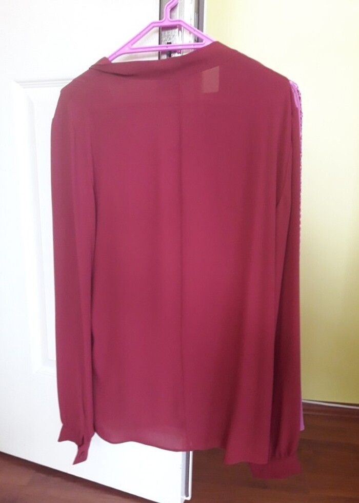 Trendyol Bordo Şifon Bluz 38 Beden - Görsel 2