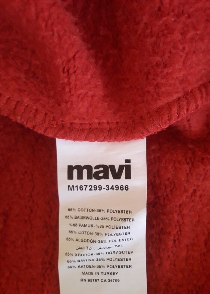 Mavi XS Unisex Kırmızı Sweatshirt - Görsel 3