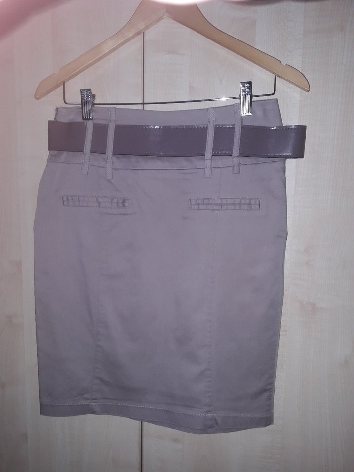 Kemerli Vizon Mini Etek - Görsel 2