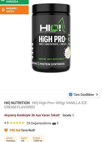 HiQ Nutrition High Pro+ Whey Protein Tozu - Görsel 3
