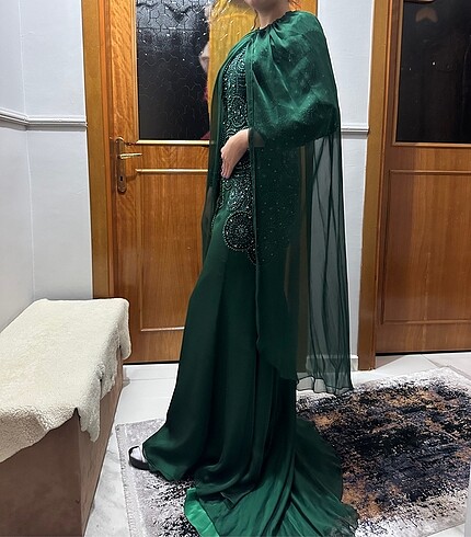 38 Beden yeşil Renk Abiye