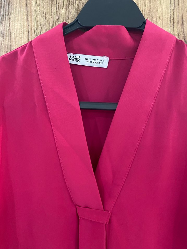 Kemerli Pembe V Yakalı Kolsuz Bluz - Görsel 2