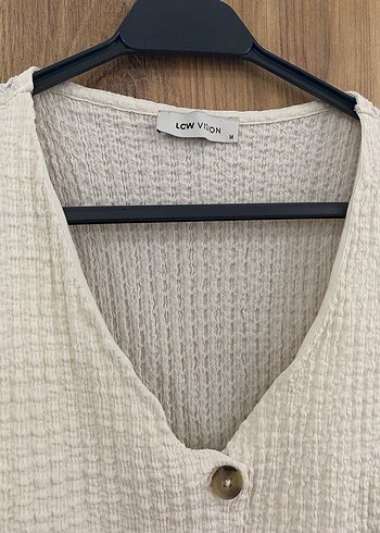 Düğmeli V Yaka Keten Bohem Yelek - Görsel 2