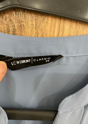 Mavi Kolsuz V Yaka Keten Bluz - Görsel 2