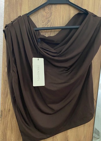 Kahverengi Drapeli Kadın Bluz - Görsel 3