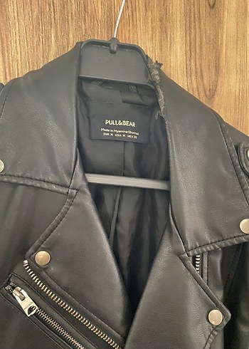 Kemerli Siyah Deri Biker Ceket - Görsel 2