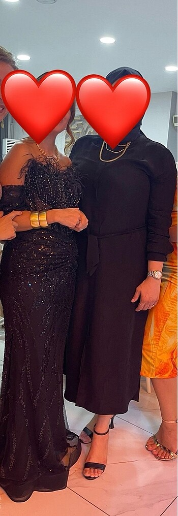 Siyah straplez karın kısmı hafif transparan abiye elbise. - Görsel 5