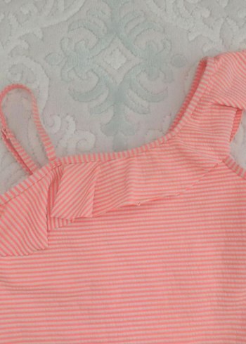 LC Waikiki Pembe Fırfırlı Tek Omuz Kız Çocuk Mayo