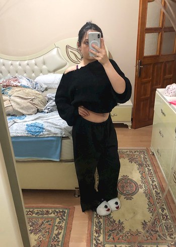 Siyah keten pantolon - Görsel 2