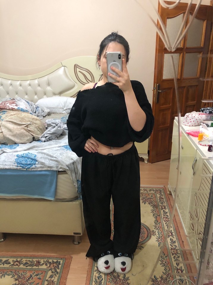 Siyah keten pantolon - Görsel 3