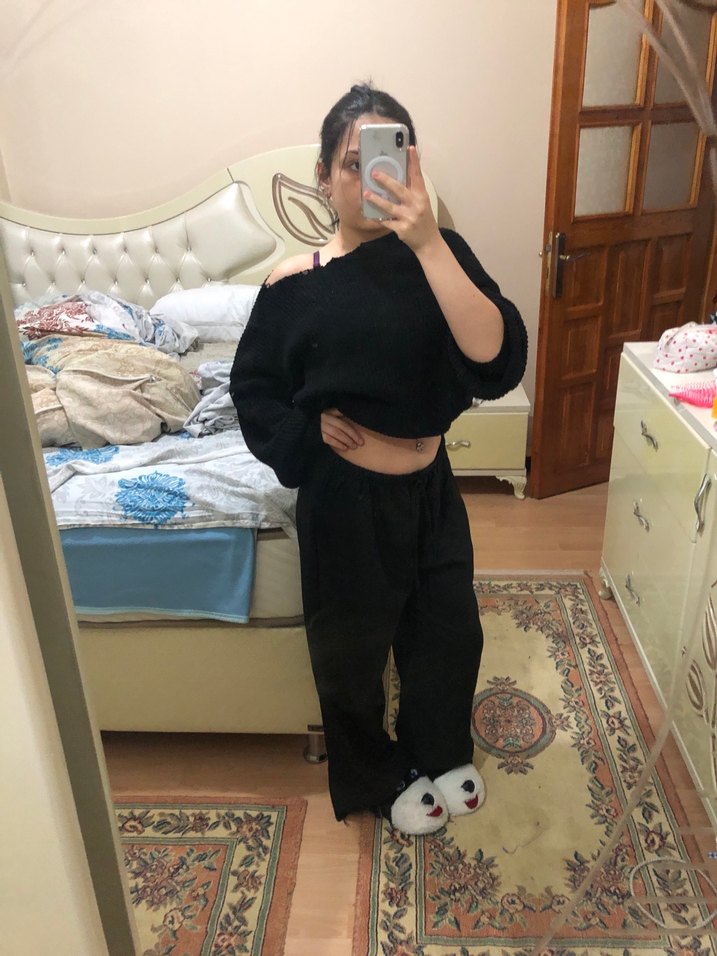 Siyah keten pantolon - Görsel 2