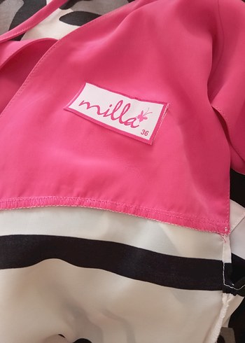 Pembe Çizgili Kemerli Midi Elbise - Görsel 4