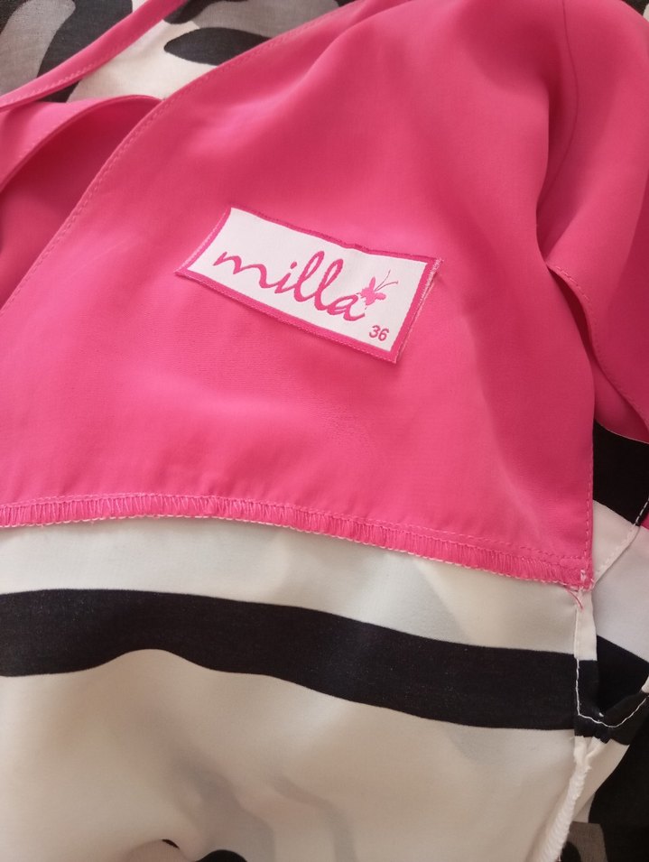 Pembe Çizgili Kemerli Midi Elbise - Görsel 4